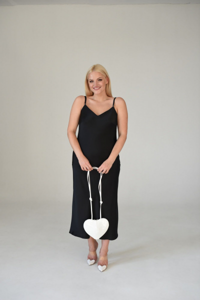 Платье-комбинация из шелковистой ткани с регулируемыми бретелями Мастер Мод 811с черный - фото 4