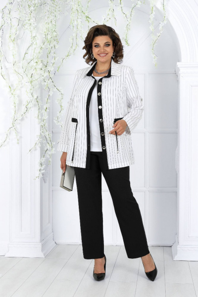 Деловой костюм блуза, брюки и жакет из текстиля-белый Ninele 7463 белый - фото 10