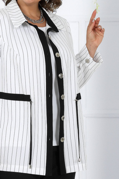 Деловой костюм блуза, брюки и жакет из текстиля-белый Ninele 7463 белый - фото 9