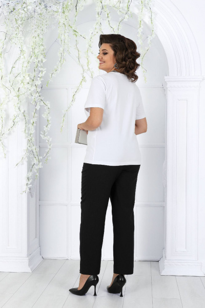 Деловой костюм блуза, брюки и жакет из текстиля-белый Ninele 7463 белый - фото 6