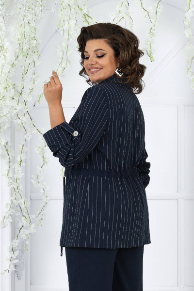 Деловой костюм блуза, брюки и жакет из текстиля-синий Ninele 7463 синий - фото 6