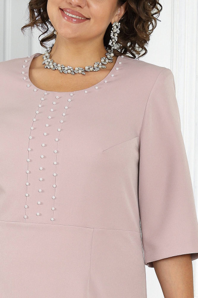 Классический костюм жакет и платье из костюмной ткани-розовый Ninele 7469 пудра - фото 15