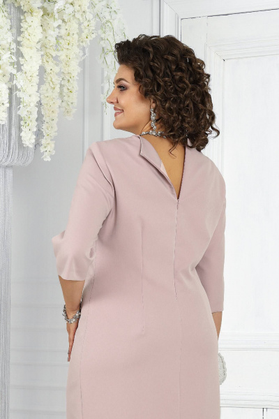 Классический костюм жакет и платье из костюмной ткани-розовый Ninele 7469 пудра - фото 8