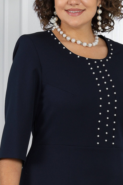 Классический костюм жакет и платье из костюмной ткани-синий Ninele 7469 синий - фото 13