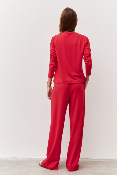 Брюки и джемпер из трикотажа с эластичным поясом Luitui R4017 красный - фото 5