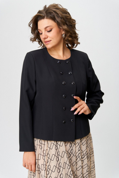Комплект женский с юбкой-колокол на подкладке и двубортным жакетом жакетом ANASTASIA MAK 1118 черный+персиковый - фото 7
