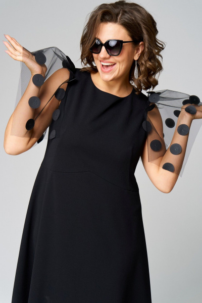 Платье нарядное из крепа с отделкой из флока EVA GRANT 7225 черный - фото 12