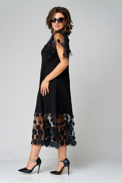 Платье нарядное из крепа с отделкой из флока EVA GRANT 7225 черный - фото 11