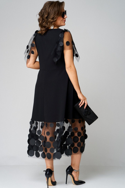 Платье нарядное из крепа с отделкой из флока EVA GRANT 7225 черный - фото 9