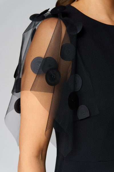 Платье нарядное из крепа с отделкой из флока EVA GRANT 7225 черный - фото 7