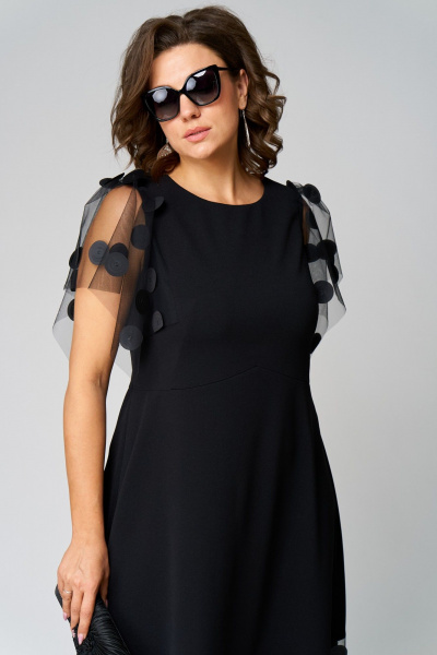 Платье нарядное из крепа с отделкой из флока EVA GRANT 7225 черный - фото 5