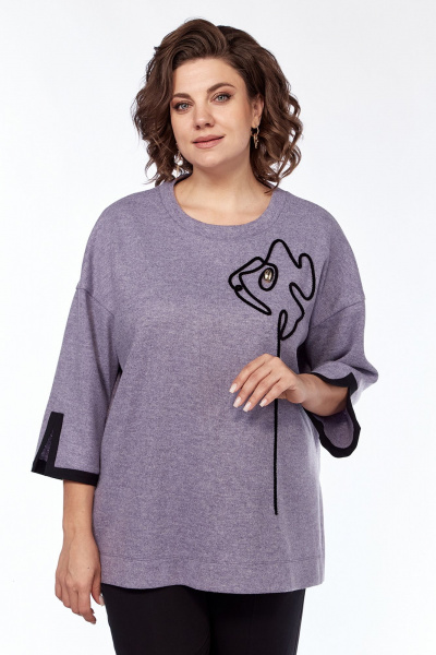 Джемпер свободного силуэта с вышивкой из трикотажа Jurimex 3195-2 - фото 1