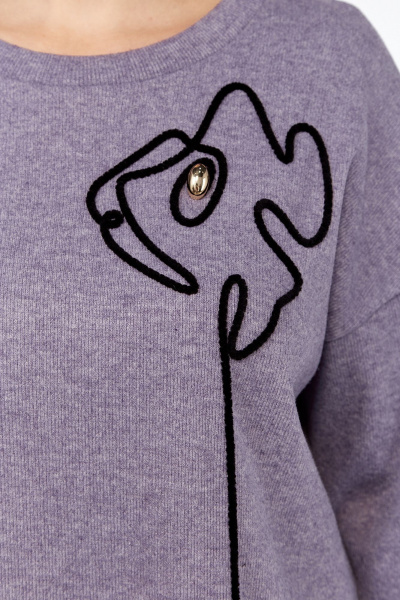 Джемпер свободного силуэта с вышивкой из трикотажа Jurimex 3195-2 - фото 6