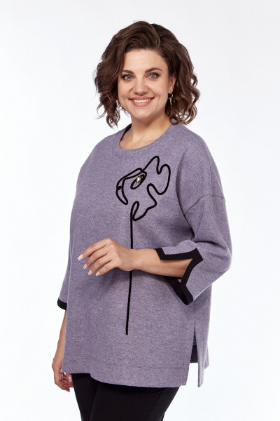 Джемпер свободного силуэта с вышивкой из трикотажа Jurimex 3195-2 - фото 4