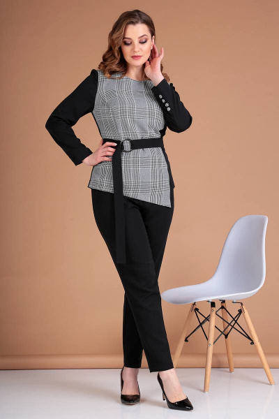 Демисезонный женский комплект из текстиля с зауженными брюками Liona Style 772 - фото 2