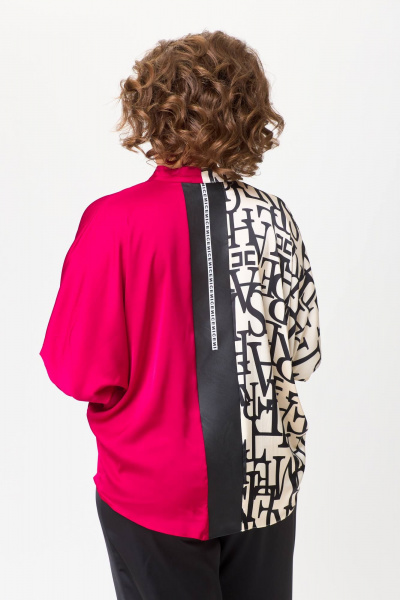 Блуза свободного силуэта летучая мышь из комбинированных тканей Solomeya Lux 968В - фото 8