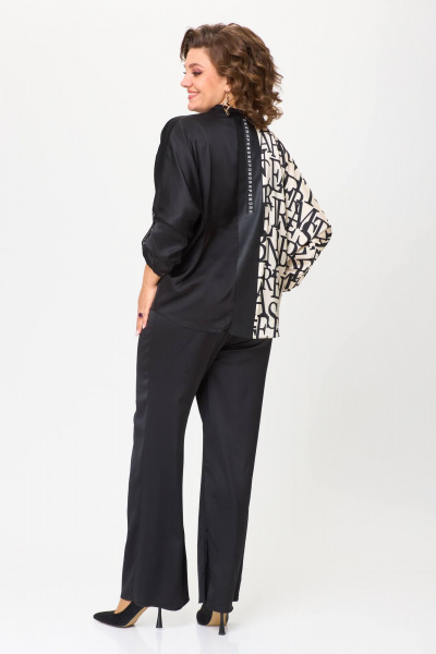 Блуза летучая мышь из комбинированных тканей с украшением Solomeya Lux 968С - фото 6