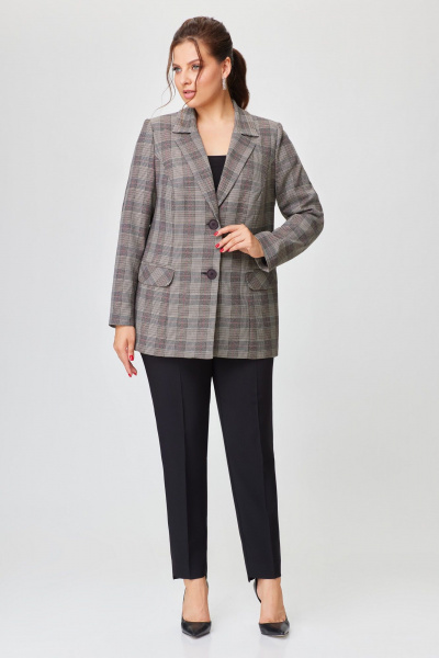 Брючный костюм с мультиколоровым жакетом и брюками DaLi 3351К клетка_с_чёрным - фото 2