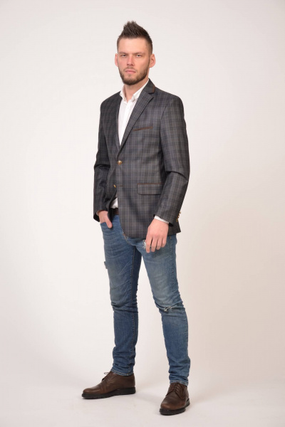 Пиджак коричневый классический незауженный из текстиля Pan-Mod 3114.182 коричневый - фото 1