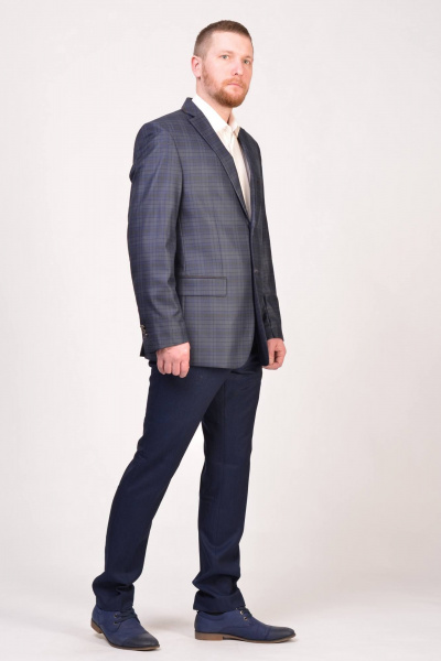 Пиджак синего классического незауженного из текстиля Pan-Mod 3115.170 темно-синий - фото 2