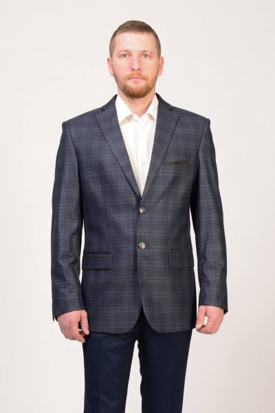 Пиджак синего классического незауженного из текстиля Pan-Mod 3115.170 темно-синий - фото 1