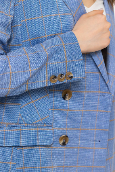 Классический костюм жакет и зауженные брюки из текстиля Domna 16076 песочный - фото 3