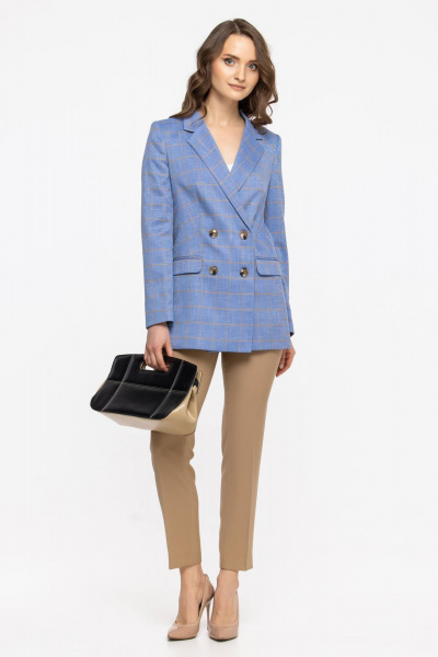 Классический костюм жакет и зауженные брюки из текстиля Domna 16076 песочный - фото 1