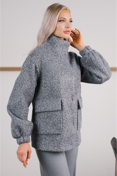 Пальтовая куртка из пальтовой ткани с высокой стойкой воротником MONA STYLE 18108/1 серый - фото 5