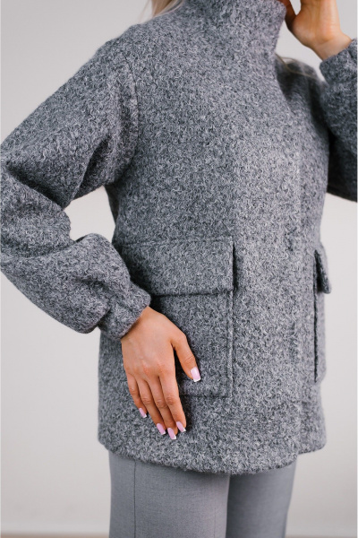 Пальтовая куртка из пальтовой ткани с высокой стойкой воротником MONA STYLE 18108/1 серый - фото 4