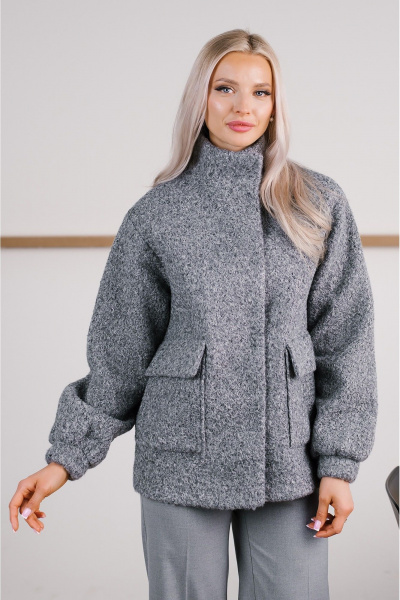 Пальтовая куртка из пальтовой ткани с высокой стойкой воротником MONA STYLE 18108/1 серый - фото 3