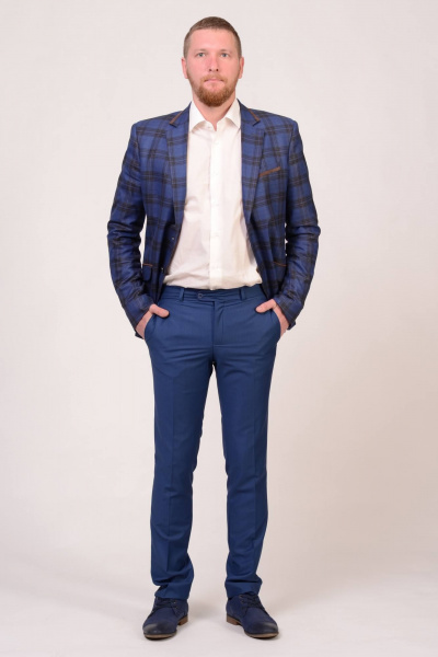 Зауженные классические брюки из поливискозы для любого мероприятия LAGENTE 6017.182 светло-синий - фото 1