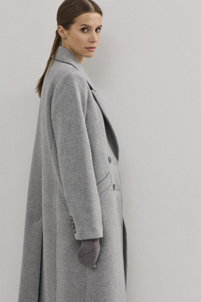 Демисезонное женское пальто из шерстяной пальтовой ткани DAVA 7001 серый - фото 8