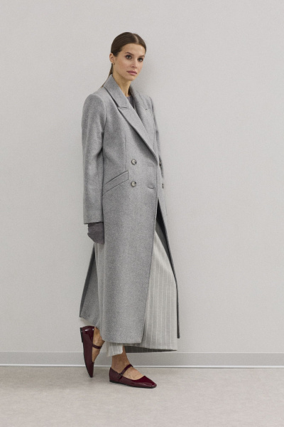 Демисезонное женское пальто из шерстяной пальтовой ткани DAVA 7001 серый - фото 2