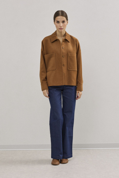 Полупальто из пальтовой ткани и шерсти с накладными карманами DAVA 7003 кэмел - фото 3