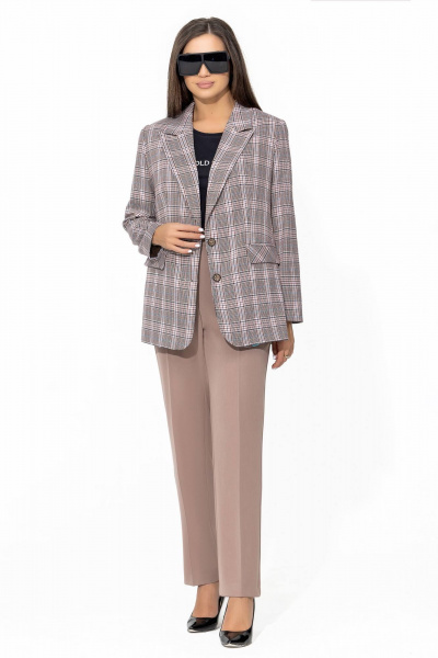 Костюм 2-ка из клетчатого текстиля с зауженными брюками Gold Style 2666 - фото 2