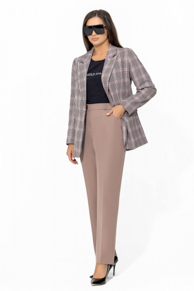 Костюм 2-ка из клетчатого текстиля с зауженными брюками Gold Style 2666 - фото 1