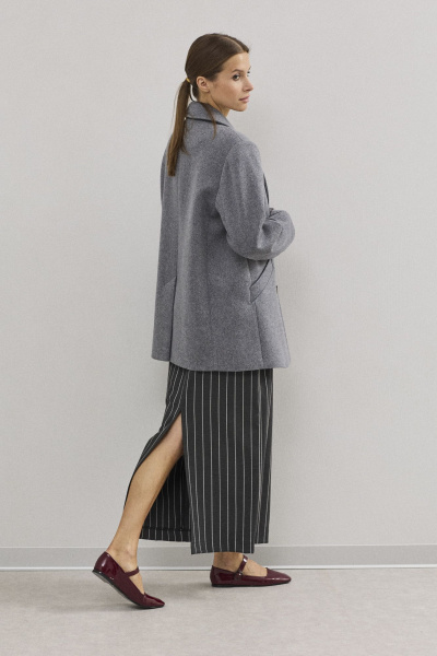 Пальто двубортное серое из пальтовой шерсти DAVA 7005 серый - фото 11