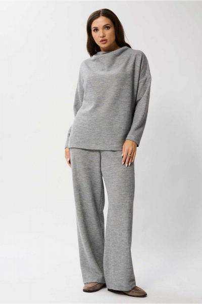 Трикотажный костюм джемпер и брюки на каждый день Mislana 1129 серый - фото 7