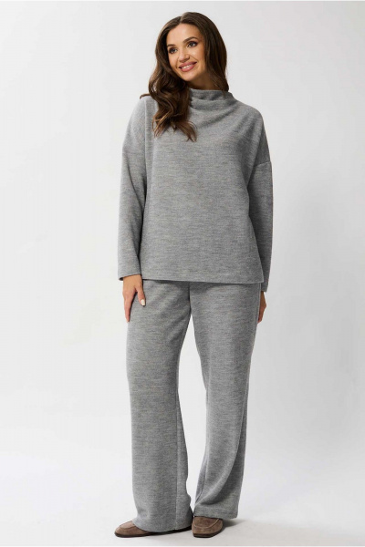 Трикотажный костюм джемпер и брюки на каждый день Mislana 1129 серый - фото 1