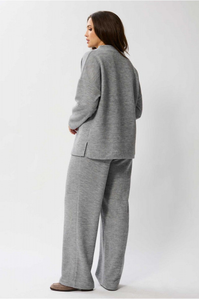 Трикотажный костюм джемпер и брюки на каждый день Mislana 1129 серый - фото 4