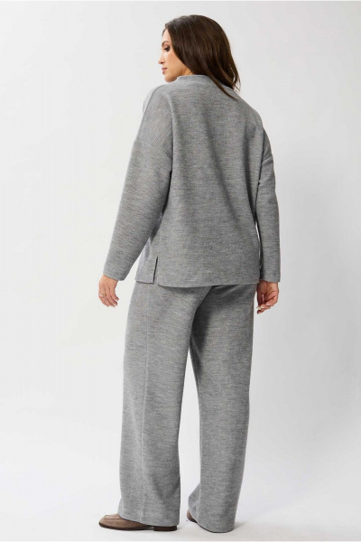 Трикотажный костюм джемпер и брюки на каждый день Mislana 1129 серый - фото 3
