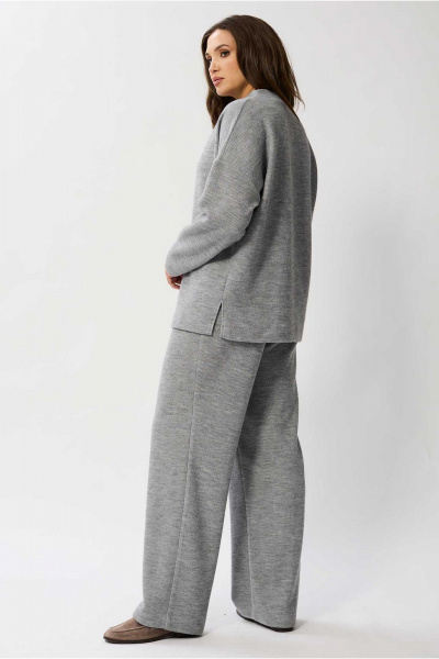 Трикотажный костюм джемпер и брюки на каждый день Mislana 1129 серый - фото 2