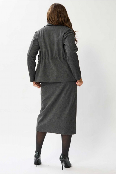 Костюм из текстиля жакет и юбка прямая на резинке Mislana 1131 серый - фото 4