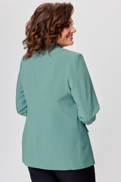 Комплект жакет и брюки классические из текстиля и хлопка БелЭльСтиль 412-3 03 22+596-2 79 22 мята+черный - фото 6