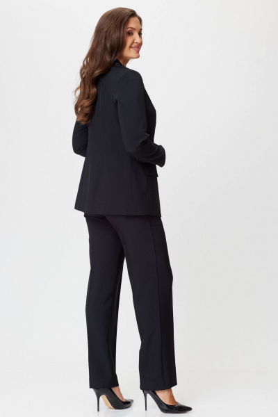 Комплект жакет и брюки из текстиля черный классический стиль БелЭльСтиль 412-3 03 22+596-2 79 22 черный_однотон - фото 6