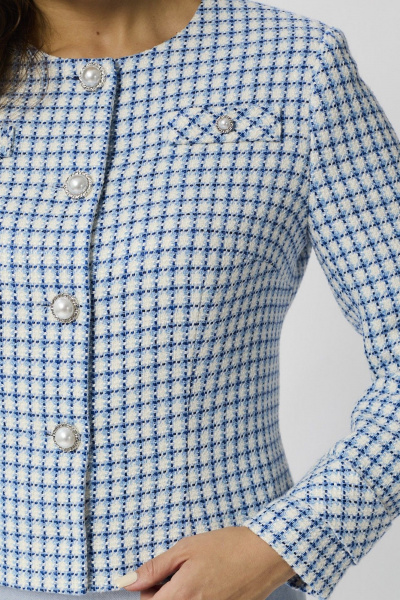 Жакет и юбка комплект женский на каждый день из текстиля Mislana 1133 голубой+синий - фото 4