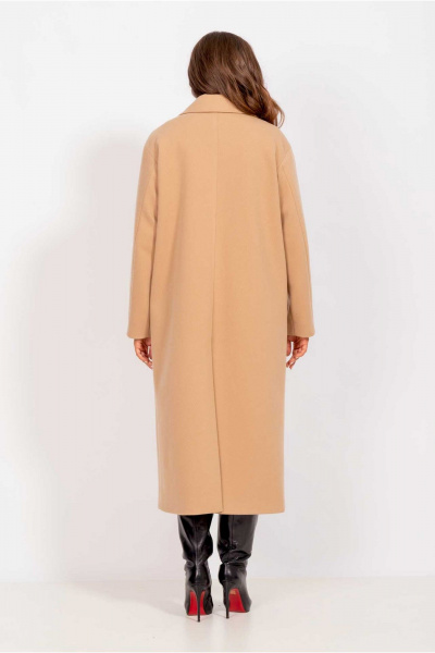 Пальто женское прямого кроя из пальтовой ткани Mislana 8552 бежевый - фото 9
