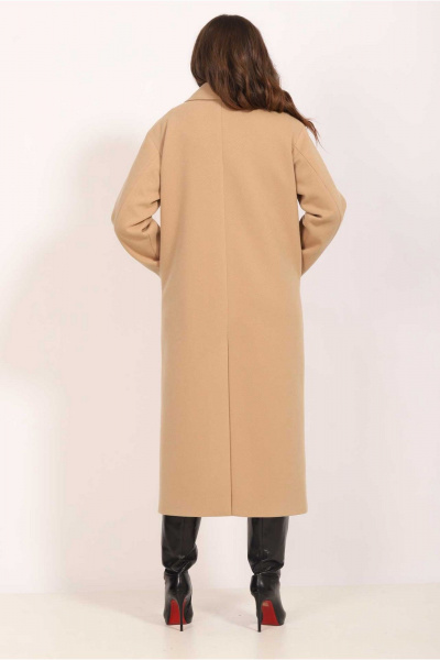Пальто женское прямого кроя из пальтовой ткани Mislana 8552 бежевый - фото 8