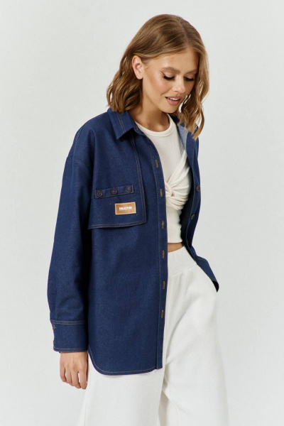 Рубашка женская из джинсовой ткани с накладным карманом COCKTAIL 1027 - фото 10