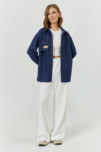 Рубашка женская из джинсовой ткани с накладным карманом COCKTAIL 1027 - фото 8